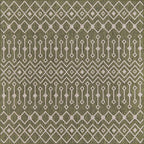 Unique Loom Outdoor Trellis Collection Area Rug - Tribal Trellis (7' 10" Square, Green/ Natural)
