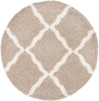 SAFAVIEH Dallas Shag Collection Area Rug - 4' Round, Beige & Ivory, Trellis Design, Non-Shedding & Easy Care, 1.5-inch Thick Ideal for High Traffic Areas in Living Room, Bedroom (SGD257D)