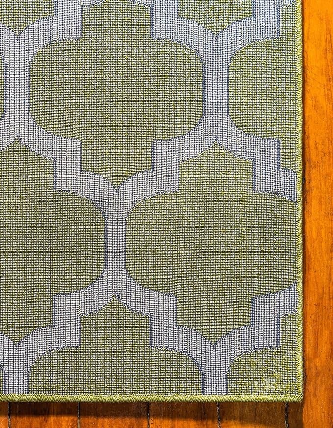 Rugs.com Lattice Collection Rug – 10 Ft Runner Light Green Medium Rug Perfect for Hallways, Entryways
