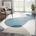 Abani Deco Collection Area Rug - Cream/Blue Mid-Century Design -7'9" x 10'2"(8'x10') - Easy to Clean - Durable for Kids and Pets - Non-Shedding - Medium Pile - for Living Room, Bedroom & Office