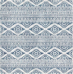 SAFAVIEH Tulum Collection Area Rug - 3' Square, Ivory & Navy, Moroccan Boho Tribal Design, Non-Shedding & Easy to Clean, Ideal for Entryway, Foyer, Accent Space, Bedroom (TUL272D)