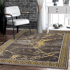 GLORY RUGS Area Rugs Marble 4x5 Brown Gold Carpet Modern Abstract Rug Living Room Dining Bedroom Rug