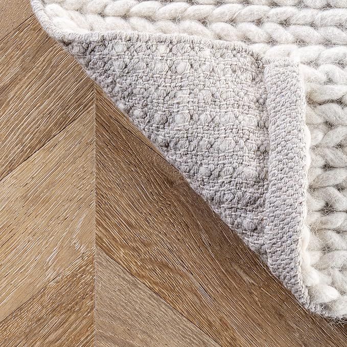 Nuloom Penelope Off-White/Ivory, 2'6" x 6', Hand-Braided, Wool & Cotton, Soft and Textured, High Traffic, Stain Resistant, Easy Clean, Durable Runner for Bedroom, Living Room, Dining, Entryway
