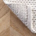 nuLOOM 8 Square Penelope Wool Braided Handmade Area Rug, Off White, Solid Rustic Farmhouse Style, For Bedroom, Living Room, Hallway, Entryway