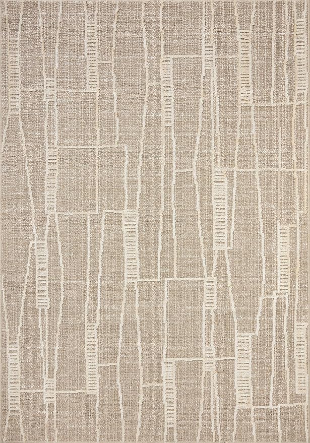 Loloi Amber Lewis Bexley Collection BEX-05 Mushroom/Natural 5'-0" x 7'-6" Area Rug Neutral, Textured, Living, Bedroom, Dining, Carpet