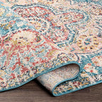 Livabliss Area Rugs - 8x10 Romaine Vintage Boho Navy Sky Blue Rose Area Rug for Living Room Bedroom - Floral Medallion Stain Resistant Carpet for Kitchen, Nursery, Office (7'10" x 10'3")