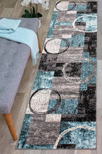 Rugshop Contemporary Circle Design Runner Rug, Fade-Resistant Carpet for Hallway, Kitchen, or Entryway, Gray, 2' x 10'