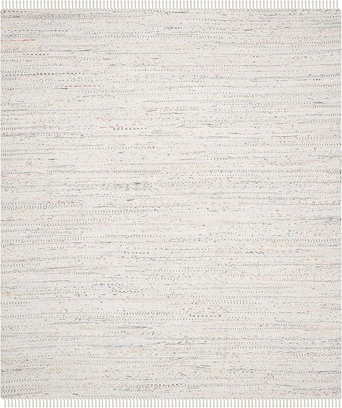 SAFAVIEH Rag Rug Collection Area Rug - 9' x 12', Ivory & Multi, Handmade Boho Stripe Cotton, Ideal for High Traffic Areas in Living Room, Bedroom (RAR121G)