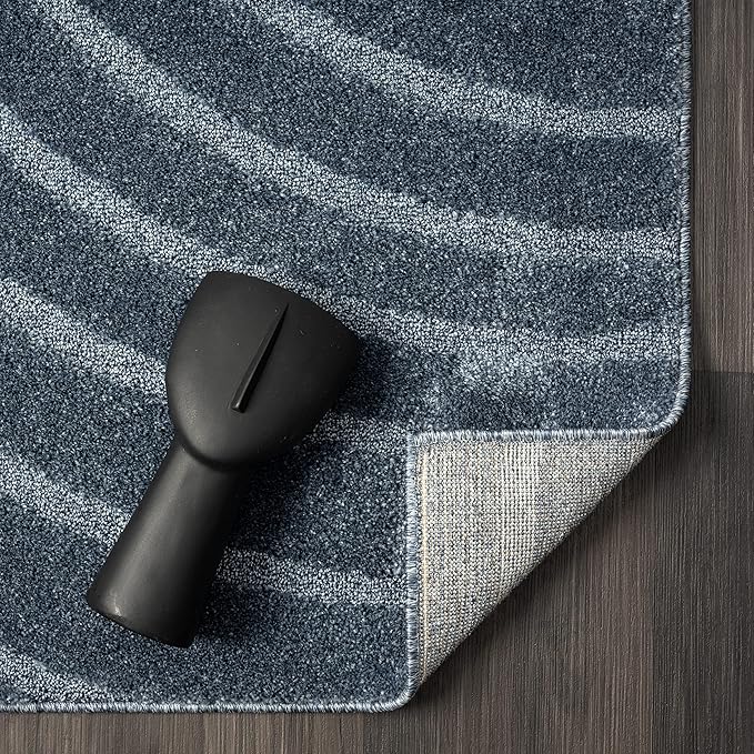 LUXE WEAVERS Modern Geometric Wave Blue 2x8 Area Rug