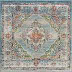 Unique Loom Isabella Collection Area Rug - Rossellini (5' 4" Square, Blue/ Beige)