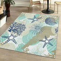 Tritard Coastal Area Rugs Nautical Beach Themed Non-Slip Machine Washable Rugs Modern Floor Carpet for Living Room Bedroom, 4x6, Navy