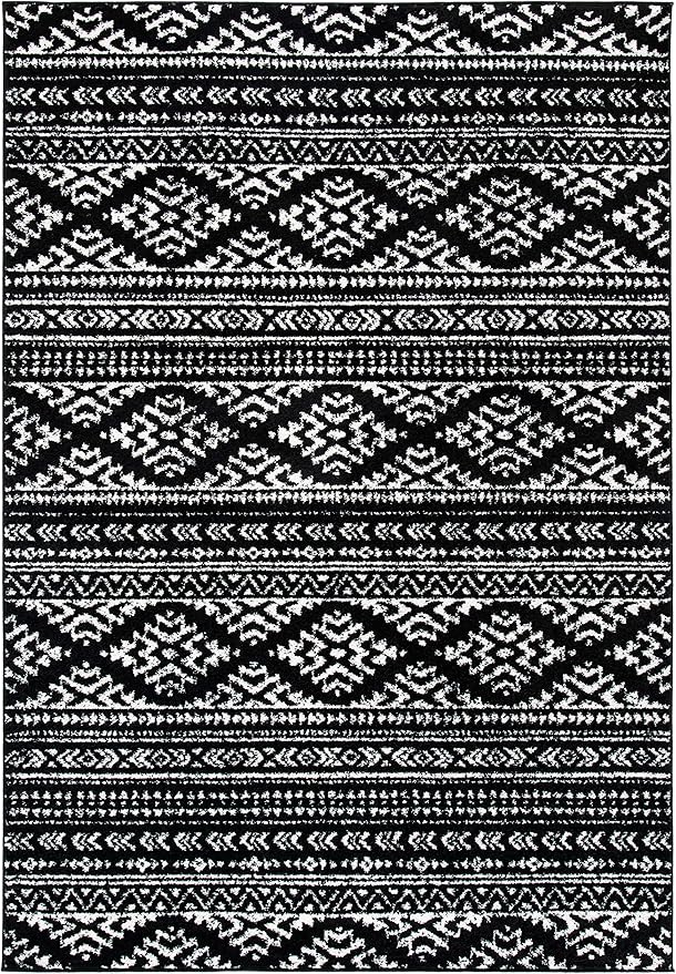 SAFAVIEH Tulum Collection Accent Rug - 2' x 5', Black & Ivory, Moroccan Boho Tribal Design, Non-Shedding & Easy to Clean, Ideal for Front Door, Kitchen, Entryway, Foyer (TUL272Z)