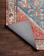 Loloi Layla Collection LAY-10 Marine/Clay 5'-0" x 7'-6" .13" Thick Area Rug, Soft, Durable, Vintage Inspired, Distressed, Low Pile, Non-Shedding, Easy Clean, Printed, Living Room Rug
