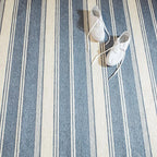 Dash & Albert Bowman Stripe Blue Machine Washable Rug, 6 X 9 Feet, Blue Stripe Pattern