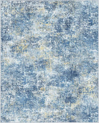 Bavni 6x9 Area Rugs Machine Washable Rug for Living Room, Modern Printed Rug Indoor Soft Area Rug for Bedroom Dining Room, Ultra-Thin Low Pile Carpet with Non Slip Rubber Backing, Denim Blue