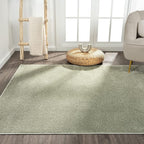 Eyely UES100O-9 Supersoft Haze Solid Low-Pile Indoor Area Rug Casual;Contemporary;Solid;Traditional, Bedroom, Kitchen, Living Room, Easy-Cleaning, Non-Shedding, 9 X 12, Green