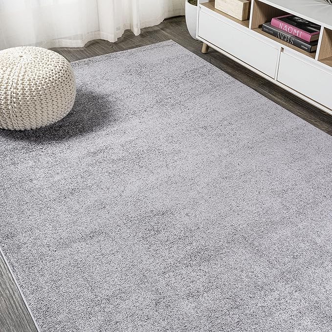 Eyely UES100A-4 Supersoft Haze Solid Low-Pile Indoor Area Rug Casual;Contemporary;Solid;Traditional, Bedroom, Kitchen, Living Room, Easy-Cleaning, Non-Shedding, 4 X 6, Gray