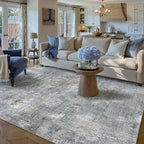 Machine Washable Area Rug 6x9 Grey Large Living Room Indoor Accent Rug Neutral Modern Abstract Low Pile Carpet Non Slip Distressed Throw Rug Bedroom Office Dining Room