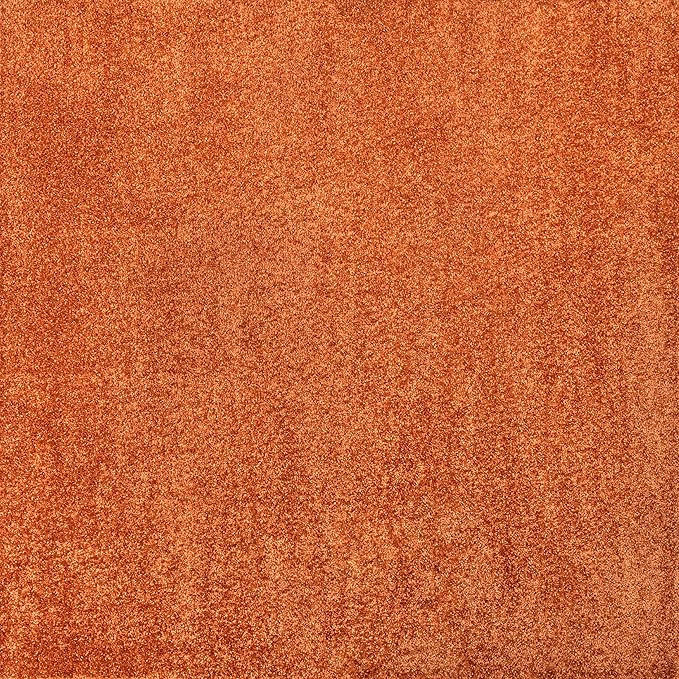 Eyely UES100M-7SQ Haze Solid Low-Pile Orange 7' Square Area Rug, Pet Friendly, Stain Resistant, Easy Cleaning, for Bedroom, Living Room, Kitchen