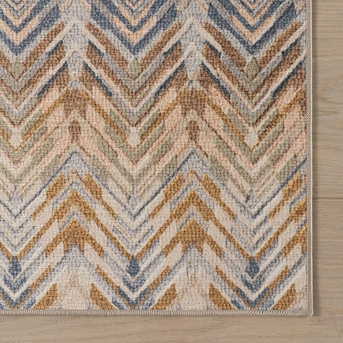 Dash & Albert Seneca Natural Machine Washable Rug, Runner-2.5 X 8 Feet, Tan Geometric Pattern