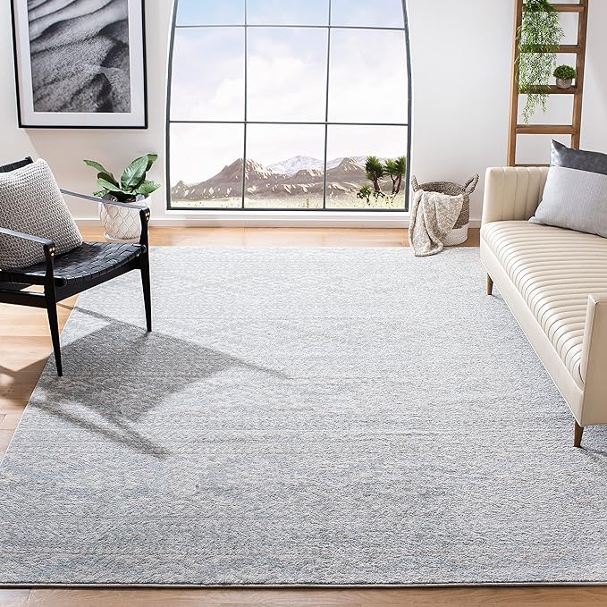 SAFAVIEH Tulum Collection Area Rug - 6'7" Square, Light Grey & Ivory, Moroccan Boho Tribal Design, Non-Shedding & Easy to Clean, Ideal for Living Room, Bedroom, Dining Space (TUL272F)