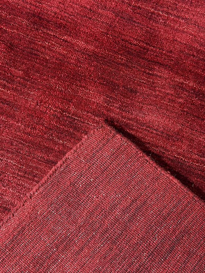 Rugsotic Carpets Hand Knotted Gabbeh Wool 5'x8' Area Rug Solid Dark Red L00111