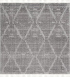 SAFAVIEH Marrakech Collection Area Rug - 6'7" Square, Grey, Moroccan Boho Tribal Tassel Design, Non-Shedding & Easy Care, Ideal for High Traffic Areas in Living Room, Bedroom (MRK517F)