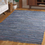 SAFAVIEH Rag Rug Collection Accent Rug - 2' x 3', Ink & Multi, Handmade Boho Stripe Cotton, Ideal for High Traffic Areas in Entryway, Living Room, Bedroom (RAR121C)