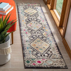 SAFAVIEH Madison Collection Runner Rug - 2'2" x 18', Black & Yellow, Boho Diamond Distressed Design, Non-Shedding & Easy Care, Ideal for High Traffic Areas in Living Room, Bedroom (MAD418Z)