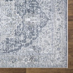 Bloom Rugs Caria Washable Non-Slip 9x12 Rug - Gray/Dark Blue Traditional Area Rug for Living Room, Bedroom, Dining Room, and Kitchen - Exact Size: 9' x 12'