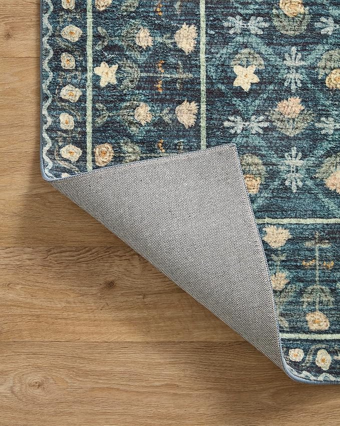 Loloi Rifle Paper Co. Eden Collection EDE-03 Lattice Indigo 7'-6" x 9'-6" Area Rug feat. CloudPile™