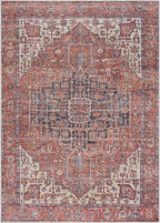 Bloom Rugs Washable 3' x 5' Rug - Red/Orange/Beige Traditional Area Rug for Living Room, Bedroom, Dining Room, and Kitchen - Exact Size: 3' x 5'