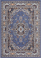 Home Dynamix Premium Sakarya Traditional Medallion Border Area Rug, Country Blue, 3'7"x5'2" Rectangle