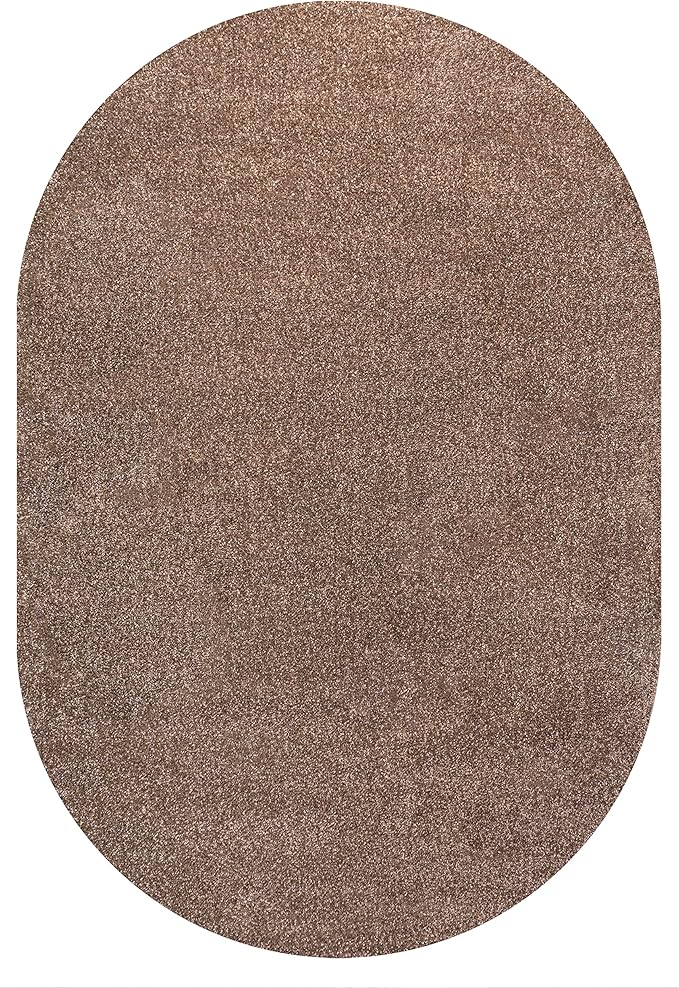JONATHAN Y Haze Solid Low-Pile Brown 6x9 Oval Indoor Area Rug, Coastal,Bohemian,Minimalist,Classic, Easy-Cleaning for Living Room,Bedroom,Kitchen,Pet Friendly,Non-Shedding (SEU100J-6OV)