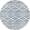 SAFAVIEH Tulum Collection Area Rug - 9' Round, Ivory & Navy, Moroccan Boho Tribal Design, Non-Shedding & Easy to Clean, Ideal for Living Room, Bedroom, Dining Space (TUL272D)