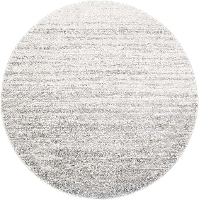 SAFAVIEH Adirondack Collection Area Rug - 4' Round, Ivory & Silver, Modern Ombre Design, Non Shedding & Easy to Clean, Ideal for Living Room, Bedroom, Office, Dining Space (ADR113B)