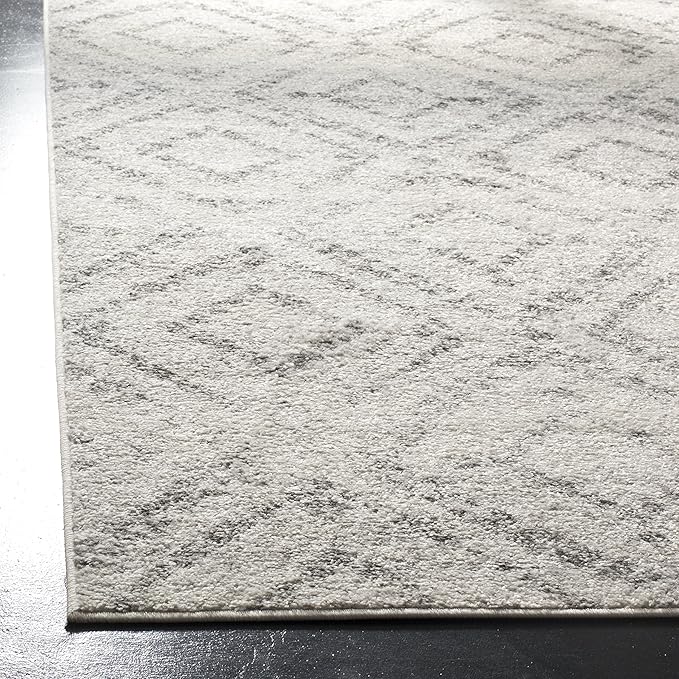 SAFAVIEH Adirondack Collection Area Rug - 12' Square, Light Grey & Grey, Modern Diamond Distressed Design, Non-Shedding & Easy Care, Ideal for High Traffic Areas in Living Room, Bedroom (ADR131C)