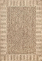 Nuloom Asha Light Brown/Ivory, 4' x 6', Casual, Striped Border, Soft and Cozy, High Traffic, Stain Resistant, Easy Clean, Durable Area Rug for Indoor/Outdoor Patio, Deck, Porch, Garden, Courtyard