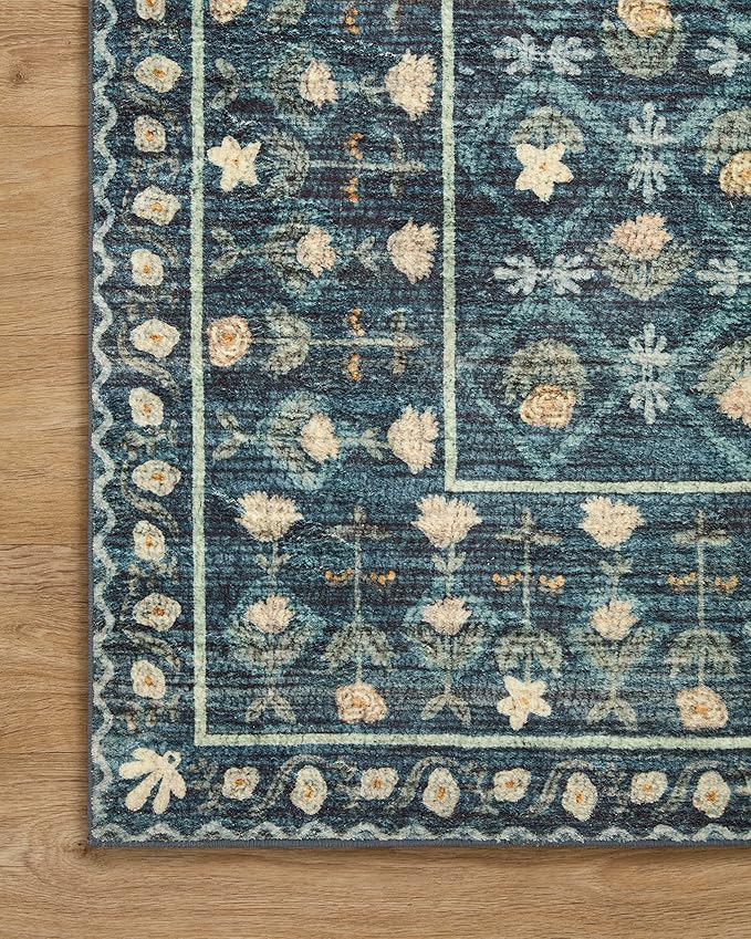 Loloi Rifle Paper Co. Eden Collection EDE-03 Lattice Indigo 3'-6" x 5'-6" Accent Rug feat. CloudPile™