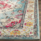 SAFAVIEH Monaco Collection Runner Rug - 2'2" x 16', Light Blue & Fuchsia, Medallion Distressed Design, Non-Shedding & Easy Care, Ideal for High Traffic Areas in Living Room, Bedroom (MNC243J)
