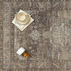 4x6 Brown Washable Vintage Area Rug for Living Room Bedroom Non Slip Distressed Traditional Soft Throw Rug Low Pile Lightweight Floral Carpet Laundry Dining Room Kitchen Office Kitchen