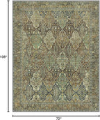 Bavni Area Rug 6X9, Oriental Vintage 6X9 Area Rugs, Large Rugs for Living Room, Non Slip Boho Carpet for Bedroom Dorm, Low Pile Aesthetic Washable Rug for Dining Room Office, Sage Green