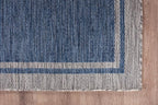 CAMILSON Outdoor Rug, 6x9 Bordered Navy Blue Gray Modern Area Rugs for Indoor and Outdoor Patios, Porches Waterproof Washable Porch Deck Outside Carpet (Bordered Navy, 6 x 9)