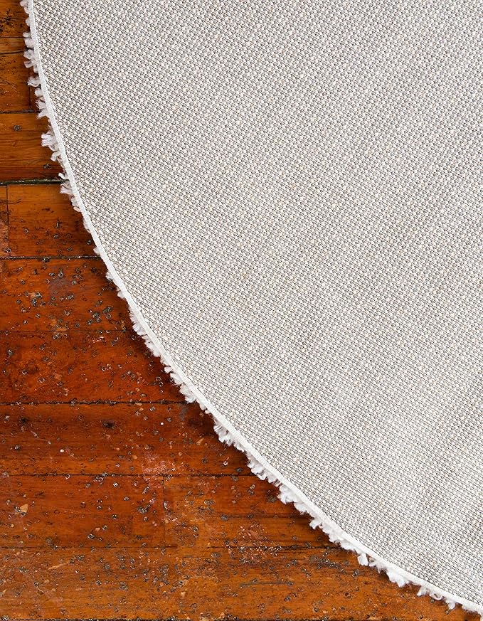 Unique Loom Davos Shag Collection Area Rug - Solid (3' 3" Round, White/ Ivory)