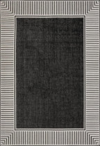 Nuloom Asha Black/Ivory, 4' x 6', Casual, Striped Border, Soft and Cozy, High Traffic, Stain Resistant, Easy Clean, Durable Area Rug for Indoor/Outdoor Patio, Deck, Porch, Garden, Courtyard