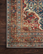 Loloi Layla Collection LAY-09 Cobalt Blue/Spice 2'-6" x 7'-6" .13" Thick Runner Rug, Soft, Durable, Vintage Inspired, Distressed, Low Pile, Non-Shedding, Easy Clean, Printed, Living Room Rug
