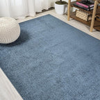 Eyely UES100C-4 Supersoft Haze Solid Low-Pile Indoor Area Rug Casual;Contemporary;Solid;Traditional, Bedroom, Kitchen, Living Room, Easy-Cleaning, Non-Shedding, 4 X 6, Navy
