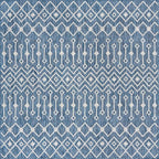 Unique Loom Outdoor Trellis Collection Area Rug - Tribal Trellis (8' Square, Blue/ Ivory)
