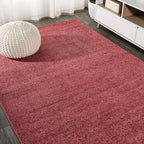 Eyely UES100E-8 Supersoft Haze Solid Low-Pile Indoor Area Rug Casual;Contemporary;Solid;Traditional, Bedroom, Kitchen, Living Room, Easy-Cleaning, Non-Shedding, 8 X 10, Red