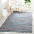 SAFAVIEH Rag Rug Collection Accent Rug - 4' x 6', Aqua & Multi, Handmade Boho Stripe Cotton, Ideal for High Traffic Areas in Entryway, Living Room, Bedroom (RAR121K)